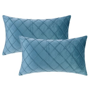 Unique Bargains Velvet Solid Geometric Textured Pillow Covers 2 Pcs - 1 of 4