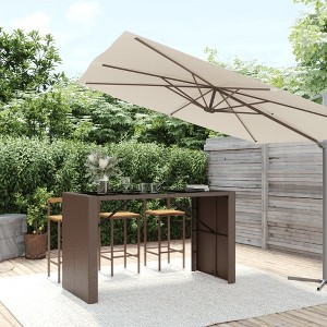 vidaXL Bar Table with Glass Top Brown 72.8 in.x31.5 in.x43.3 in. Poly Rattan - 1 of 4