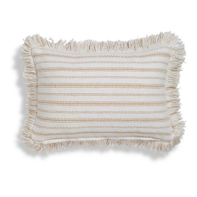 14"x20" Aru Woven Striped Throw Pillow Beige - Sure Fit