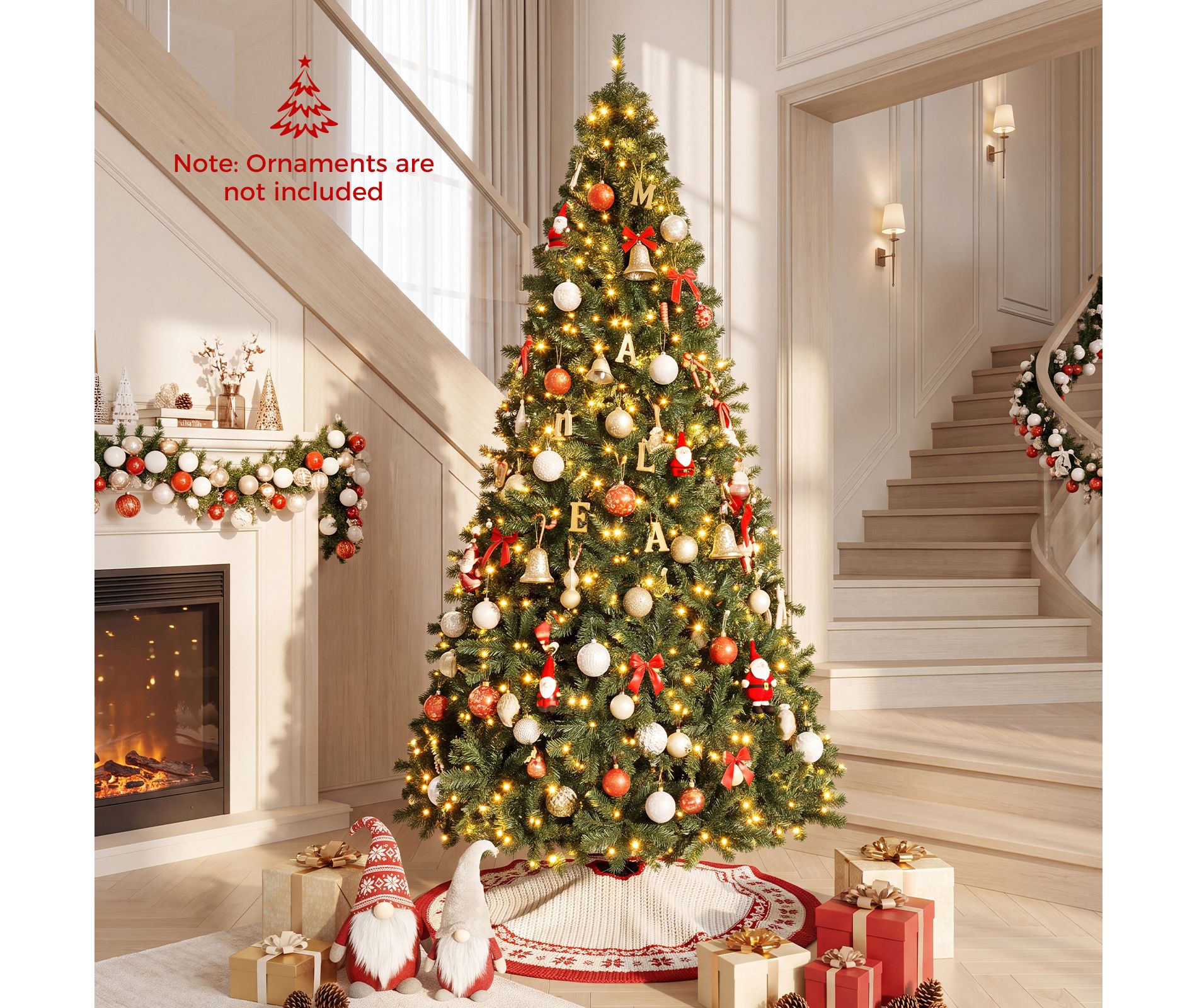 Costway 8Ft Pre-Lit Artificial Christmas Tree Hinged 750 LED Lights