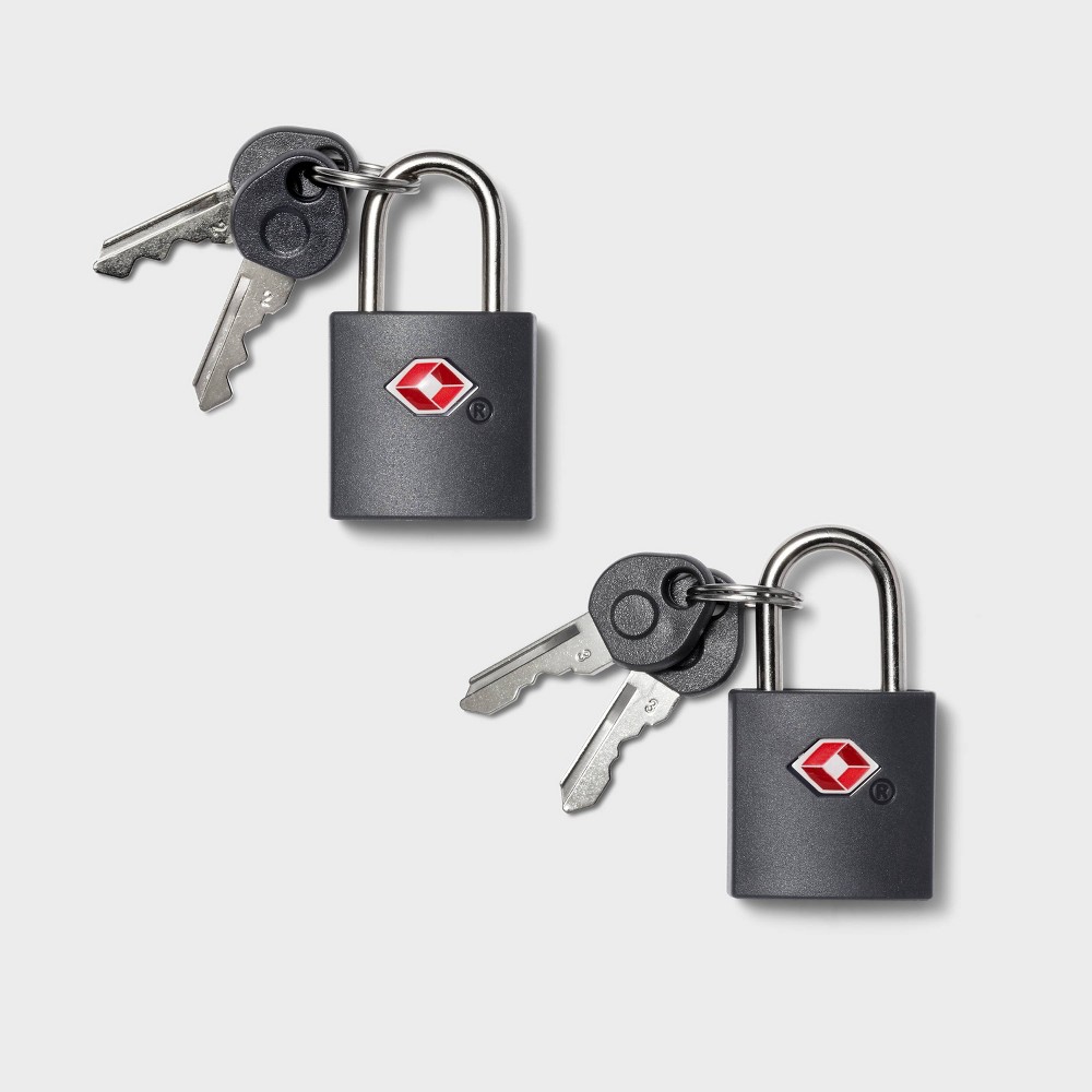 Photos - Travel Accessory 2pk Key Luggage Lock Gray - Open Story™