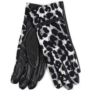 Women's Black Cheetah Print Gloves With Fleece Lining And Touch Screen - 1 of 4