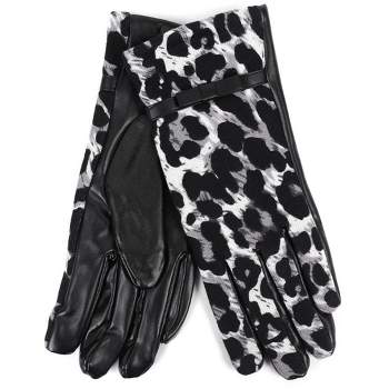 Women's Black Cheetah Print Gloves With Fleece Lining And Touch Screen