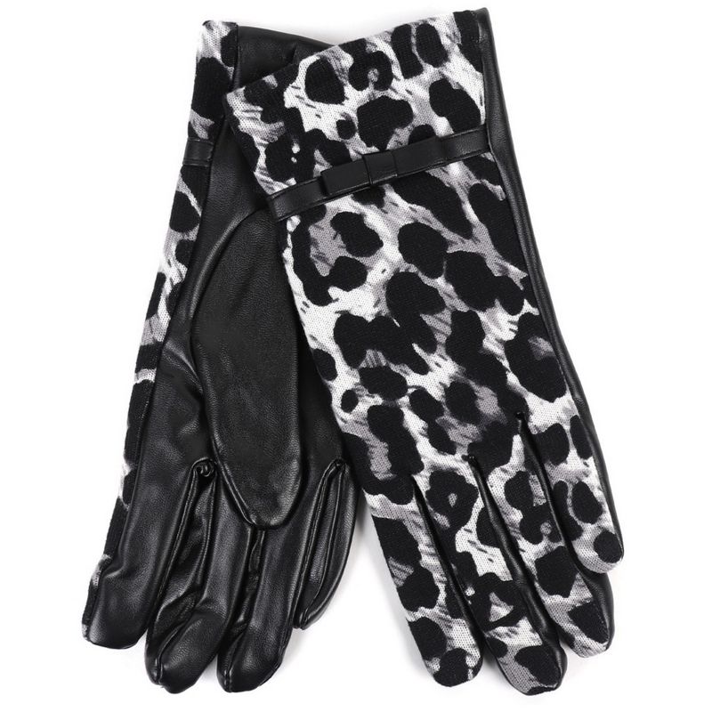 Women's Black Cheetah Print Gloves With Fleece Lining And Touch Screen, 1 of 6