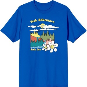 Positive Vibes Seek Adventure, Seek Joy Happy Flowers Adult Short Sleeve Tee - 1 of 2