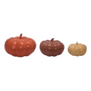 Transpac Resin 9.6 in. Multicolor Harvest Hobnail Pumpkins Set of 3 - 1 of 3