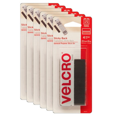 VELCRO® Sticky Back™ 3-1/2 Strips, Black, 4 Sets Per Pack, 6 Packs