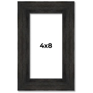 PosterPalooza | 4x8 Wide Barnwood Picture Frame, UV Acrylic, 6 Finishes - Grey, Brown, White, and Black - 1 of 4