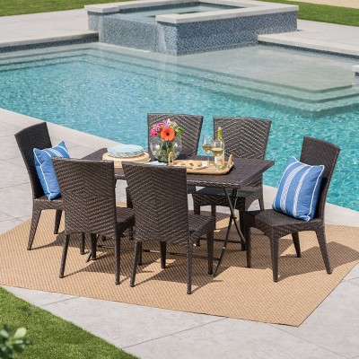 Astra 7pc Wicker Dining Set - Brown - Christopher Knight Home