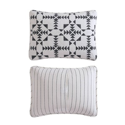 Ivory and Charcoal Cotton Reversible Full Quilt Set