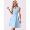 Allegra K Women's Work Office Belted V Neck Side Zipper Sleeveless Midi A-Line Dress - image 4 of 4