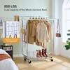 NAYSAYE Clothes Hanger Double Garment Rack with Shelves Rolling Heavy Duty Adjustable Clothes Organizer for Bedroom, Silver, 75"*22"*68" - 4 of 4