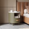 Round Nightstand End Table Bed Beside Table Sofa Side Table Accent Table with Drawer & Open Storage Shelf - ModernLuxe - 2 of 4