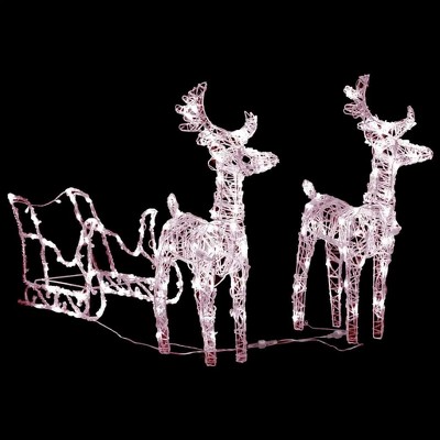 vidaXL Reindeer And Sleigh Christmas Decoration Warm white