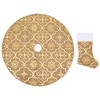 Aghana Digitals Yellow 90cm Fabric Christmas Tree Skirt with Snow Pattern & Matching Stocking, - 2 of 4