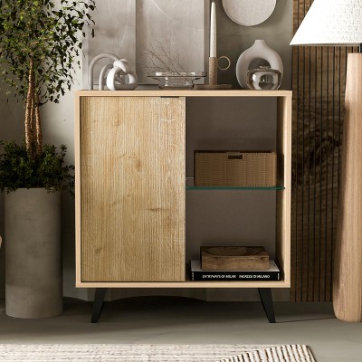 Atelier Mobili Sideboard Storage Cabinet with Soft Close Doors Dining Room Hallway Console Table Credenza Accent Cabinet with Sturdy Metal Legs