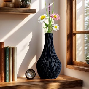 Rbied Modern Art Segmented Design Vase with a Three-Dimensional, Cut Shape, Suitable for Decorating with Single Stems of Flowers - 1 of 3