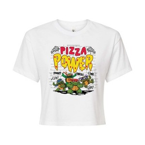 Women's - Teenage Mutant Ninja Turtles Mutant Mayhem - Pizza Power Cropped Graphic T-Shirt - 1 of 4