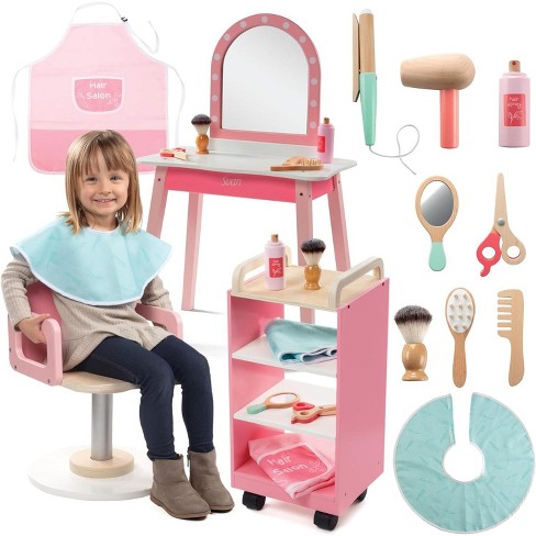 Svan Pretend Hair Salon Wooden Play Set - Full Vanity Mirror Playset W ...