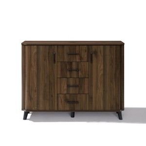 LuxenHome Dark Oak Manufactured Wood 47" W x 36" H 2-Door 4-Drawer Sideboard Cabinet - 1 of 4