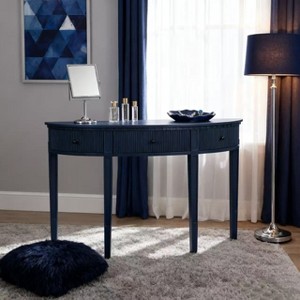 Homy Casa Half-Moon Ribbed Console Table with 3 Drawers, Navy Blue Finish – Modern Entryway Accent Table - 1 of 4