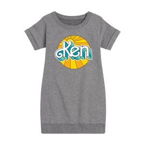 Girls' - Barbie - Ken Graphic Short Sleeve Fleece Dress - 1 of 3
