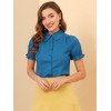 INSPIRE CHIC Women's Short Sleeve Button Down Peter Pan Collar Blouse - 3 of 4