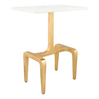 Zuo Clement Marble Side Table White & Gold