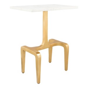 Zuo Clement Marble Side Table White & Gold - 1 of 4