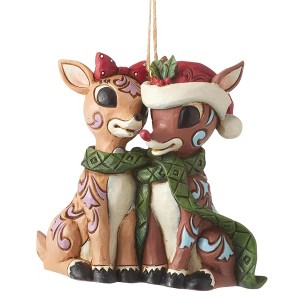 Jim Shore 3.0 Inch Rudolph & Clarice Ornament Traditions Red-Nosed Reindeer Tree Ornaments - 1 of 3
