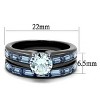 Slickblue Women's Ring Stainless Steel IP Light Black Finish with 6.5?mm Clear CZ Size 5-10 - 2 of 4
