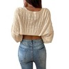 Women's Long Sleeve Open Front Knit Crop Cardigan Sweater - 2 of 4