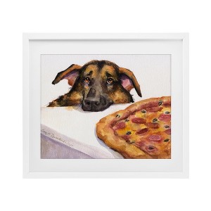 Stupell Industries German Shepherd with Pizza Framed Print Under Glass Art - 1 of 4