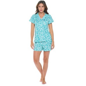 Casual Nights Women's Rayon Printed Short Sleeve Capri Pajama Set - 1 of 4