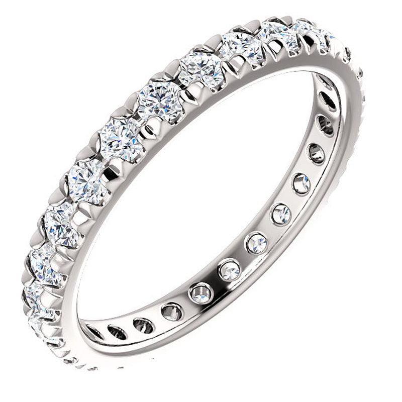Pompeii3 1 Ct Diamond Wedding Eternity Ring Lab Created 14k White Gold, 4 of 6