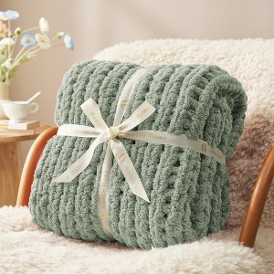 Amelie Home Chunky Knit Blanket Throw,Handmade Chenille Cable Knitted Crochet Throw Blanket,Throw - 1 of 4