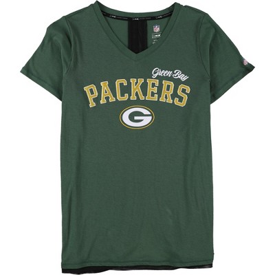 MSX Womens Packers Glitter Logo Graphic T-Shirt, Green, Small