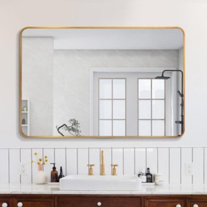 30"x40"  Rectangular Bathroom Vanity Mirror with Aluminium Frame, Modern Wall-Mounted Mirror for Bathroom – The Pop Home - 1 of 4