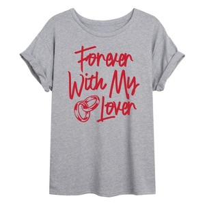 Women's - Instant Message - Forever With My Lover Oversized Graphic T-Shirt - 1 of 4