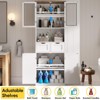 67" Tall Freestanding Bathroom Storage Cabinet with Glass Doors & Adjustable Shelves, White - 4 of 4