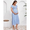 Maternity Square Neck Dress Flutter Sleeve Summer Smocked Midi Dress for Baby Shower Photoshoot - 4 of 4