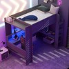 PAGED Full Size Loft Bed Simple Modern Wooden Bed Frame with Desk, Shelves, LED and Guardrail for Bedroom - 2 of 4