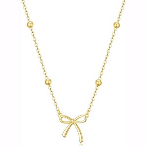 Dainty Bow Necklace for Women, 14K Gold Plated Choker Christmas Stocking Stuffer Gift - 1 of 4