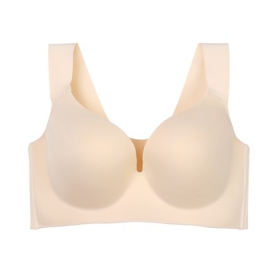 Agnes Orinda Women's Plus Size Wirefree Push-up Racerback Comfort Bra Full  Coverage Bras Glamour Beige 36e : Target