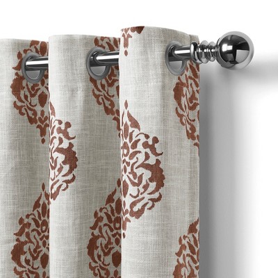 Cinnamon Red Medallion Blackout Grommet Curtains