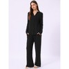 cheibear Women's Long Sleeve Button Down Tops with Pants Sleepwear Pajamas Sets - 2 of 4