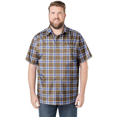 KingSize Short-Sleeve Plaid Shirt