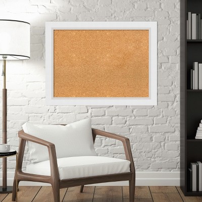 Blanco White Wood Framed Cork Bulletin Board, 32x24