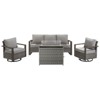 4 Pieces Patio Furniture Set with 41" Propane Fire Pit Table, Deep Seating Wicker Sofa Couch with Swivel Glider Chairs Set Patio Conversation Set - 3 of 4