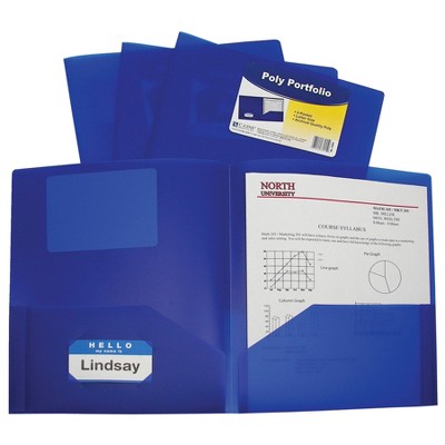 C-Line Poly Portfolio Folders, Letter, 2-Pocket, Blue, pk of 25